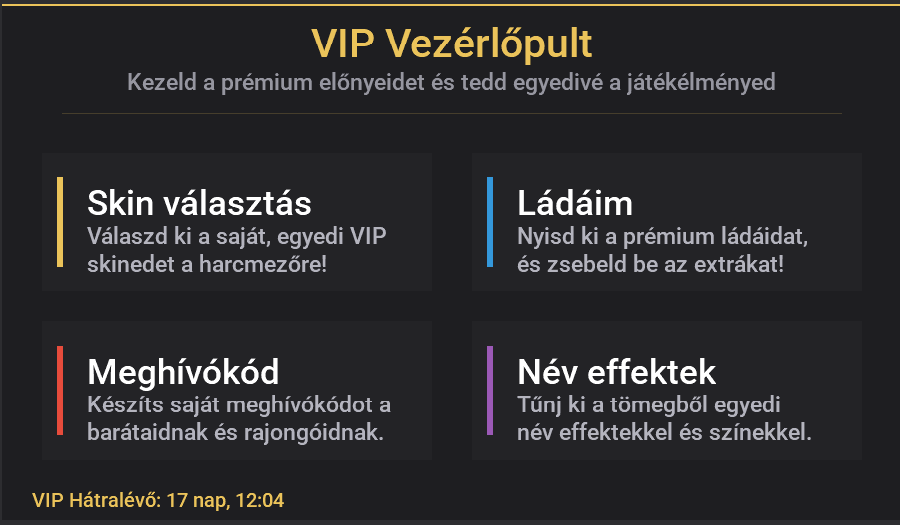 VIP Vezérlőpult